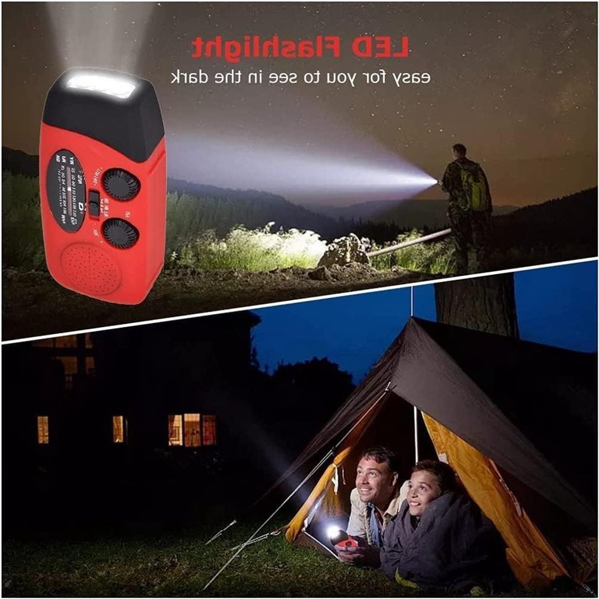 Noodradio - Zaklamp Radio - Kamperen en Noodgevallen - Zonne- en slingeroplader - Draagbaar formaat - Rood