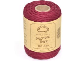 50M spoelen - Everlasto enkele twist zacht katoen gekleurd macramé ambachtelijke touw 38/6 (ongeveer 4 mm) (Bourgondië)