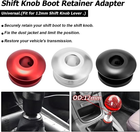Versnellingspook Adapter - Schakelhendel Houder - Voertuig Controle - Aluminiumlegering - Universeel 12mm - Rood — afbeelding 3