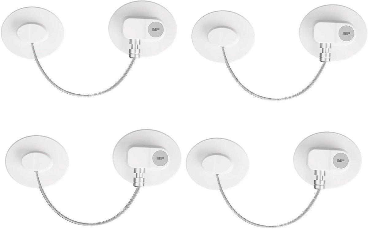 Kastsloten met Sleutel - Baby proofing - Kinderen Buiten - Boorvrije Installatie - 4 Stuks - Wit