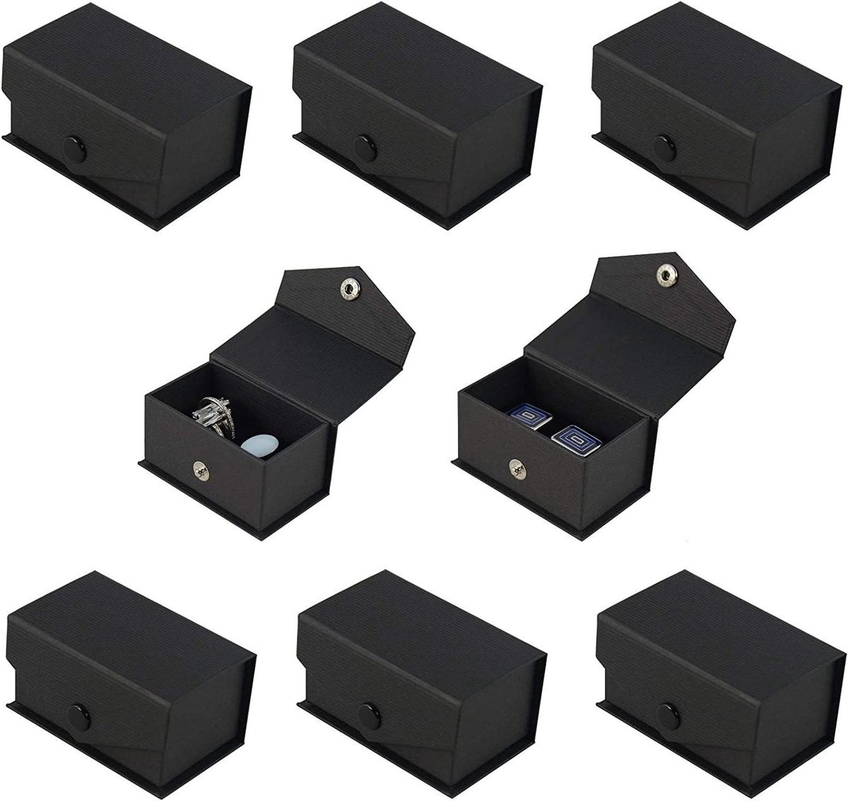 Juwelendoosje - Cufflink Doosje - Cadeau Presentatie - Met Drukknop Sluiting - 70 x 40 x 35 mm - Zwart