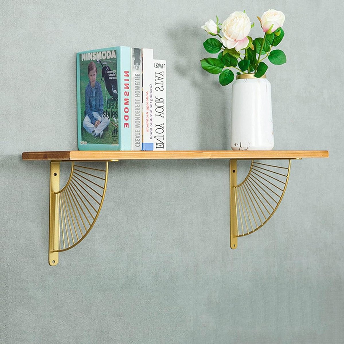 Draagsteun Planken - Wandsteunen - Opbergen - Uniek Ventilator Design - 2 Stuks 30cm - Goudkleurig