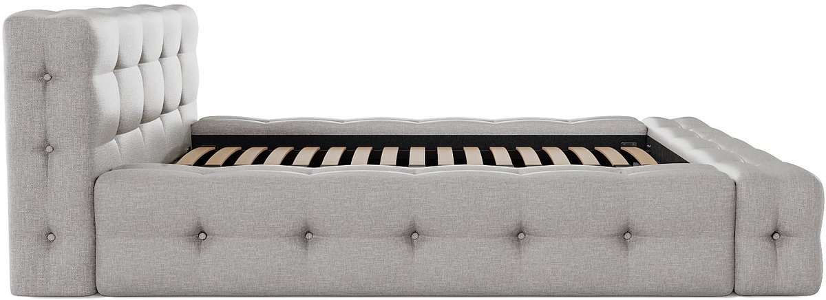 Vente-unique Bed met opbergruimte stof lichtgrijs 160 x 200 cm