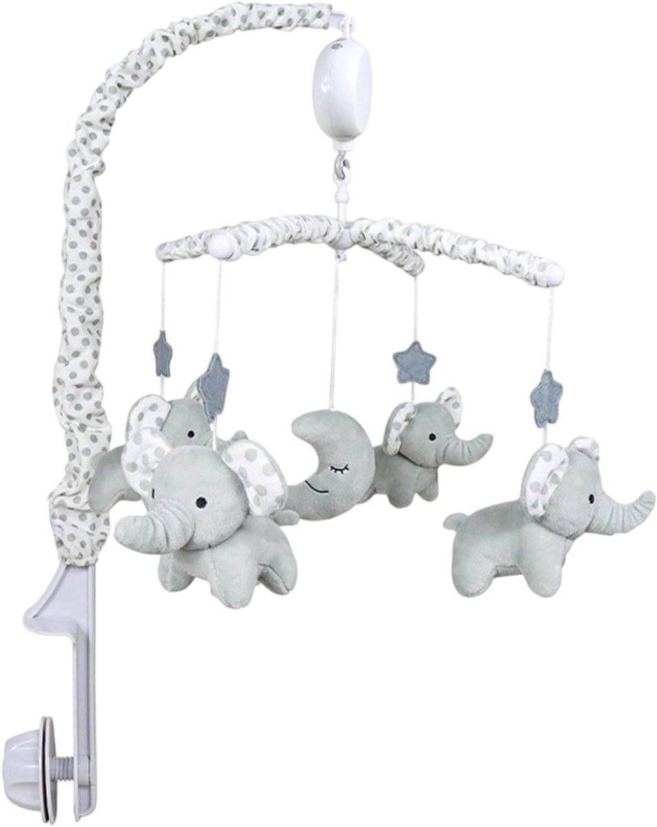 Babybed Mobiel - Wieg Speelgoed - Baby Kalmeren - Met Muziekdoos - 73 x 33 cm - Grijs