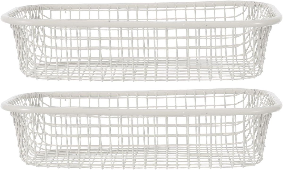 Draadmandjes Set - Opbergbakjes - Bureau Organiseren - Stapelbaar Ontwerp - 83 x 164 cm - Wit