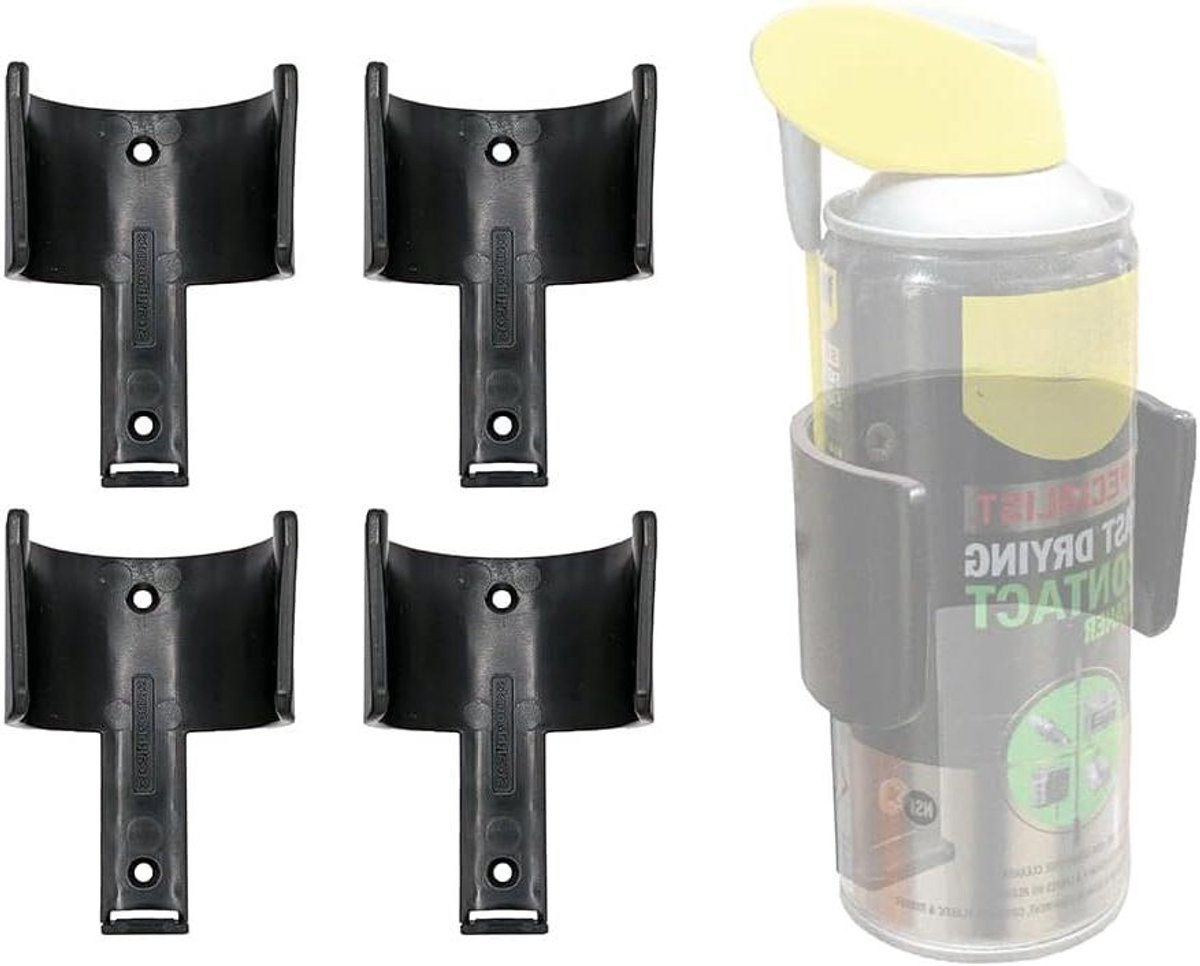 Spuitbus Houder - Blik Organizer - Werkplaats Organiseren - Sterk ABS Kunststof - 4 Pack - Zwart