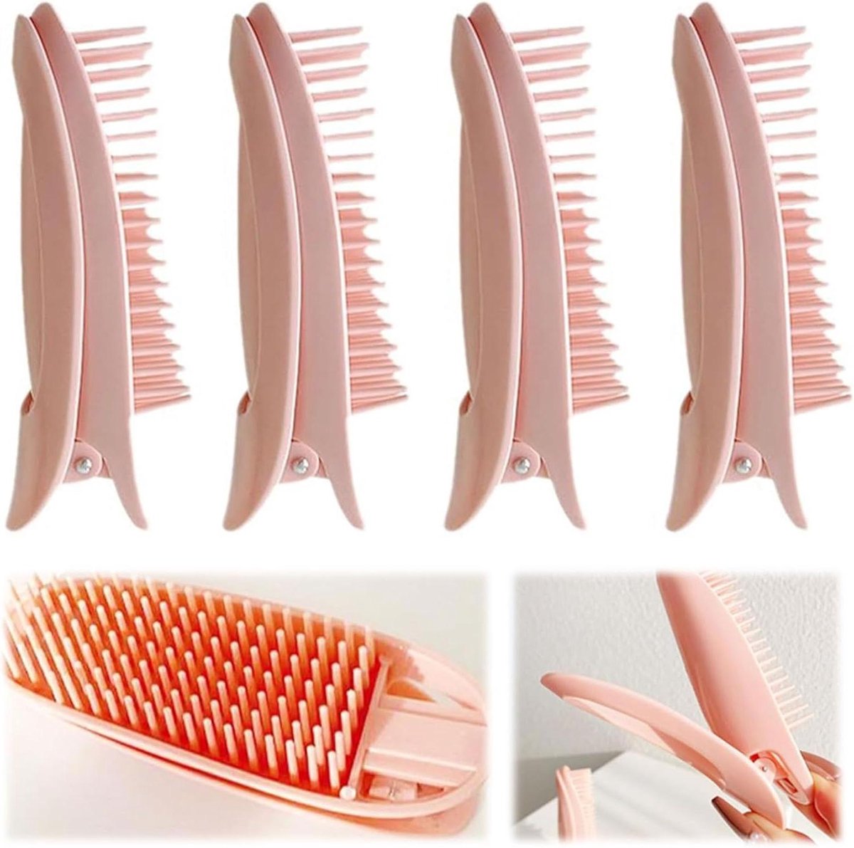 Haarklem Set - Haarspeldjes Dames - Volume Creëren - Gebogen Ontwerp - 4 Stuks - Roze