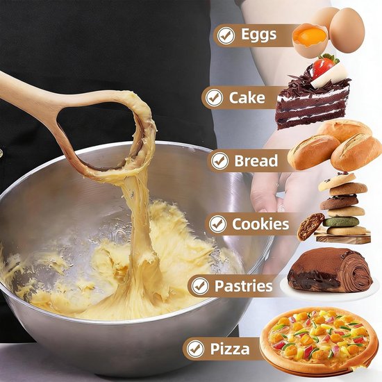 Deegmixer Hout - Kneedgereedschap Keuken - Bakken Ingrediënten Mengen - Robuuste Monoblockconstructie - Niet Gespecificeerd - Natuurlijk Hout van Merkloos — afbeelding 2