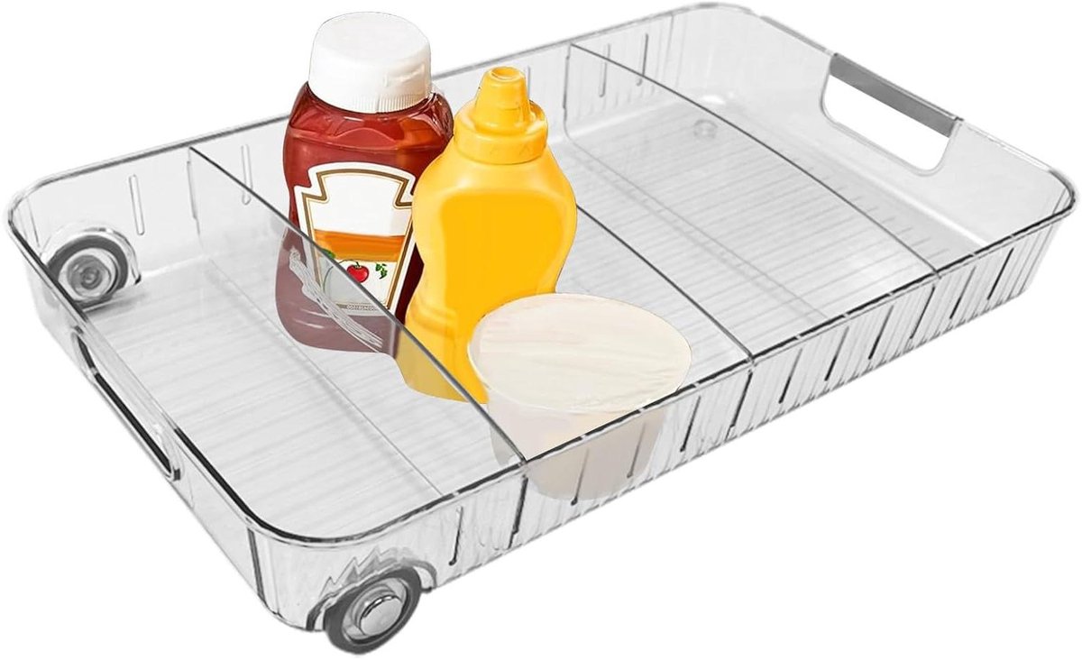 Vriezer Organizer Bakken - Keuken Opslag - Voedsel Ordenen - Verstelbare Verdelers - 39.5 x 22.5 x 17.5 cm - Transparant