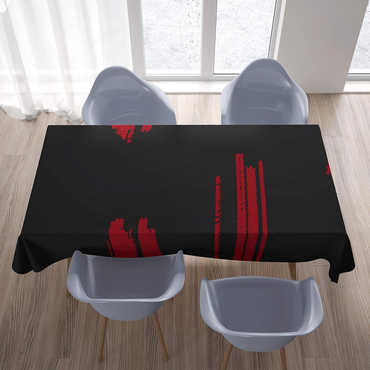 Tafelkleed - Beschermhoes - Eettafel Decoratie - Waterafstotend - 140x200 Cm - Rood Zwart