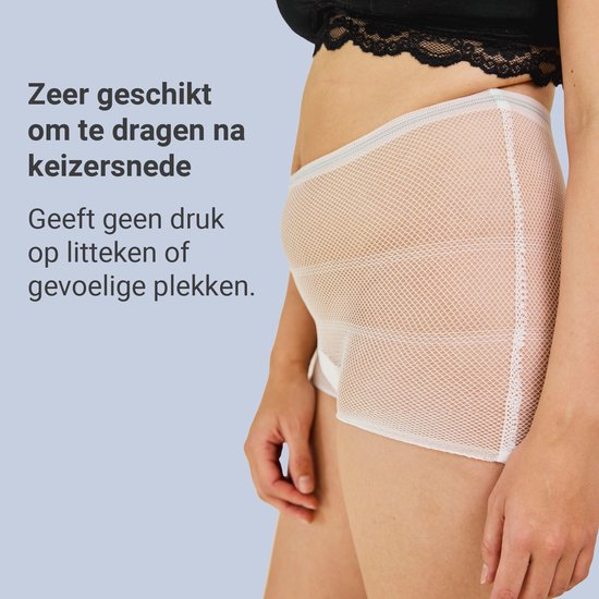 Netbroekje, wit, mesh materiaal, comfortabel na keizersnede. Geeft geen druk.