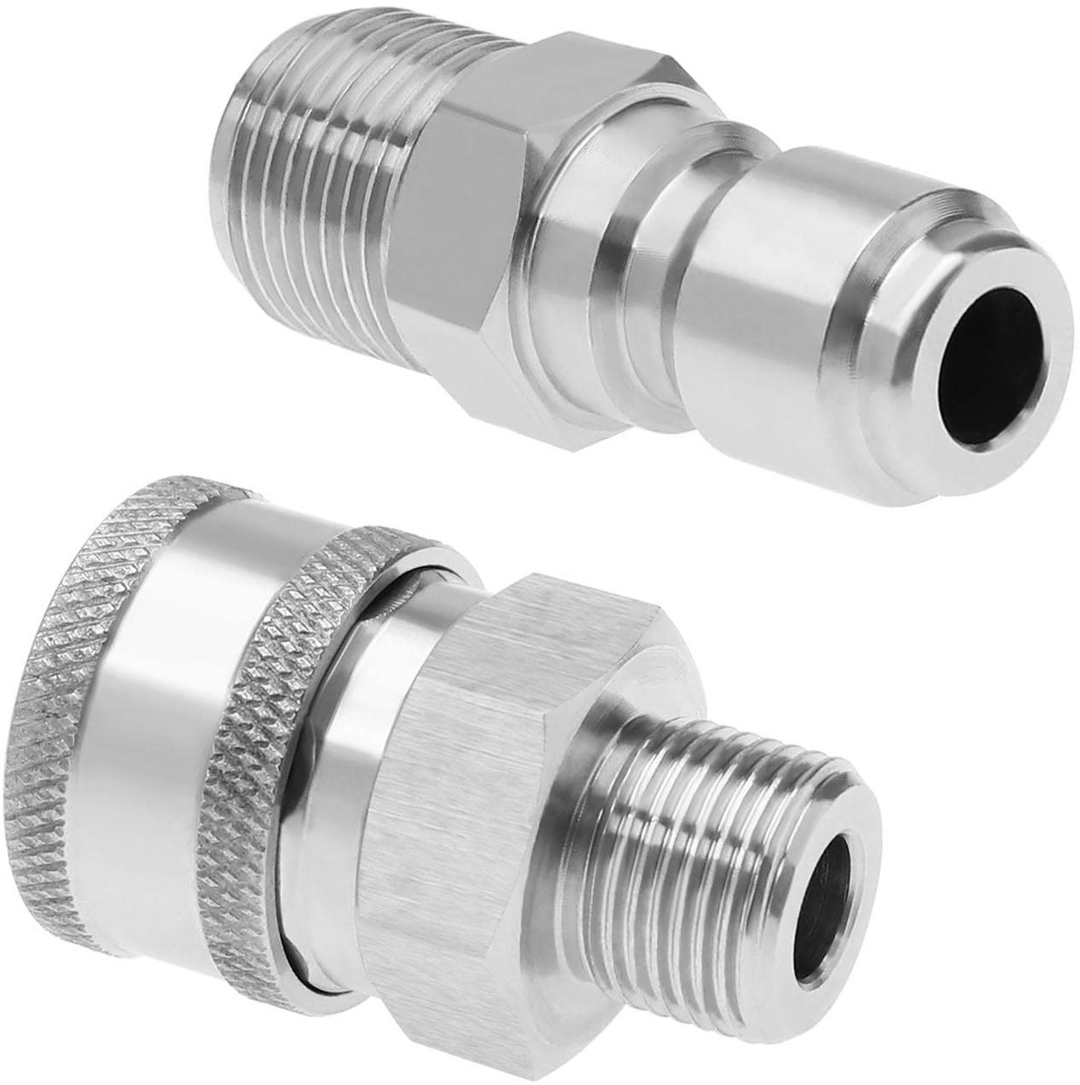 aladdien - Hogedrukreiniger Adapter - Quick Connect Fitting - Roestvrij staal - 3/8 Inch - Geschikt voor Hogedrukreinigers - Zilver