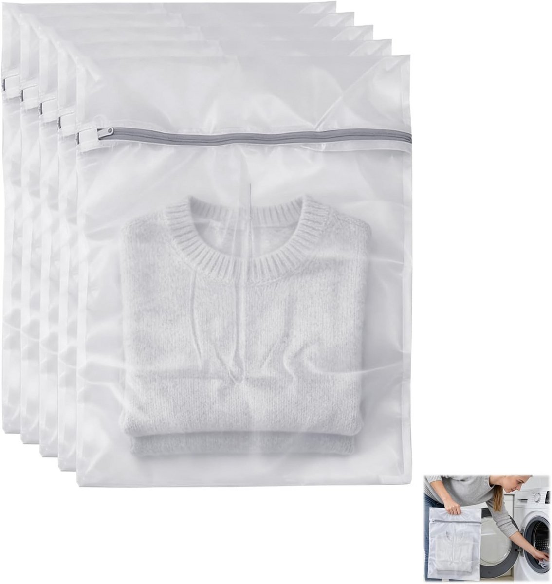 Set van 5 Wasmachinewasnetten Groot Formaat voor Delicate Kleding