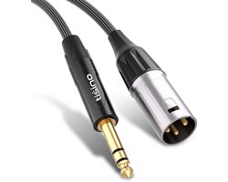 Tisino 6,35 mm jack naar XLR-kabel, nylon vlecht kwart inch 1/4 "TRS stereo-aansluiting naar XLR mannelijke gebalanceerde interconnect kabel patchkabel, 2m