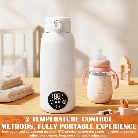 Babyflessenwarmer, draagbare flesverwarmer voor baby's, elektrische melkverwarmer, 500 ml, nauwkeurige temperatuurregeling, 45 °C - 55 °C, BPA-vrij, voor moedermelk en formule, reizen en 's nachts van Merkloos — afbeelding 4