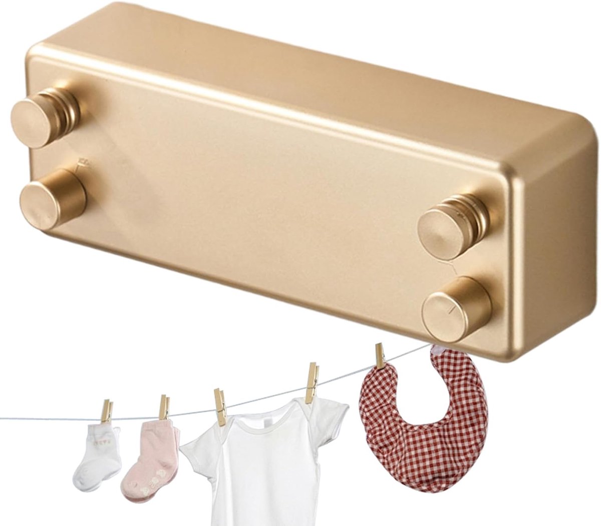 Intrekbare Waslijn - Dubbele Droger - Kleding Drogen - Roestvrij Staal - 1 Meter - Goud