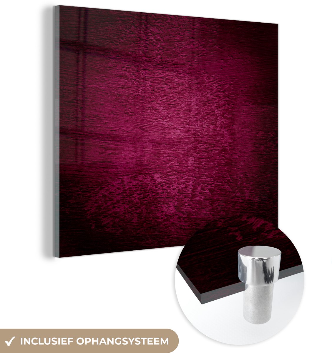 ® Glasschilderij 20x20 cm - Schilderij acrylglas - Verf - Rood - Wand - Foto op glas - Muurdecoratie woonkamer - Wanddecoratie slaapkamer - Schilderijen