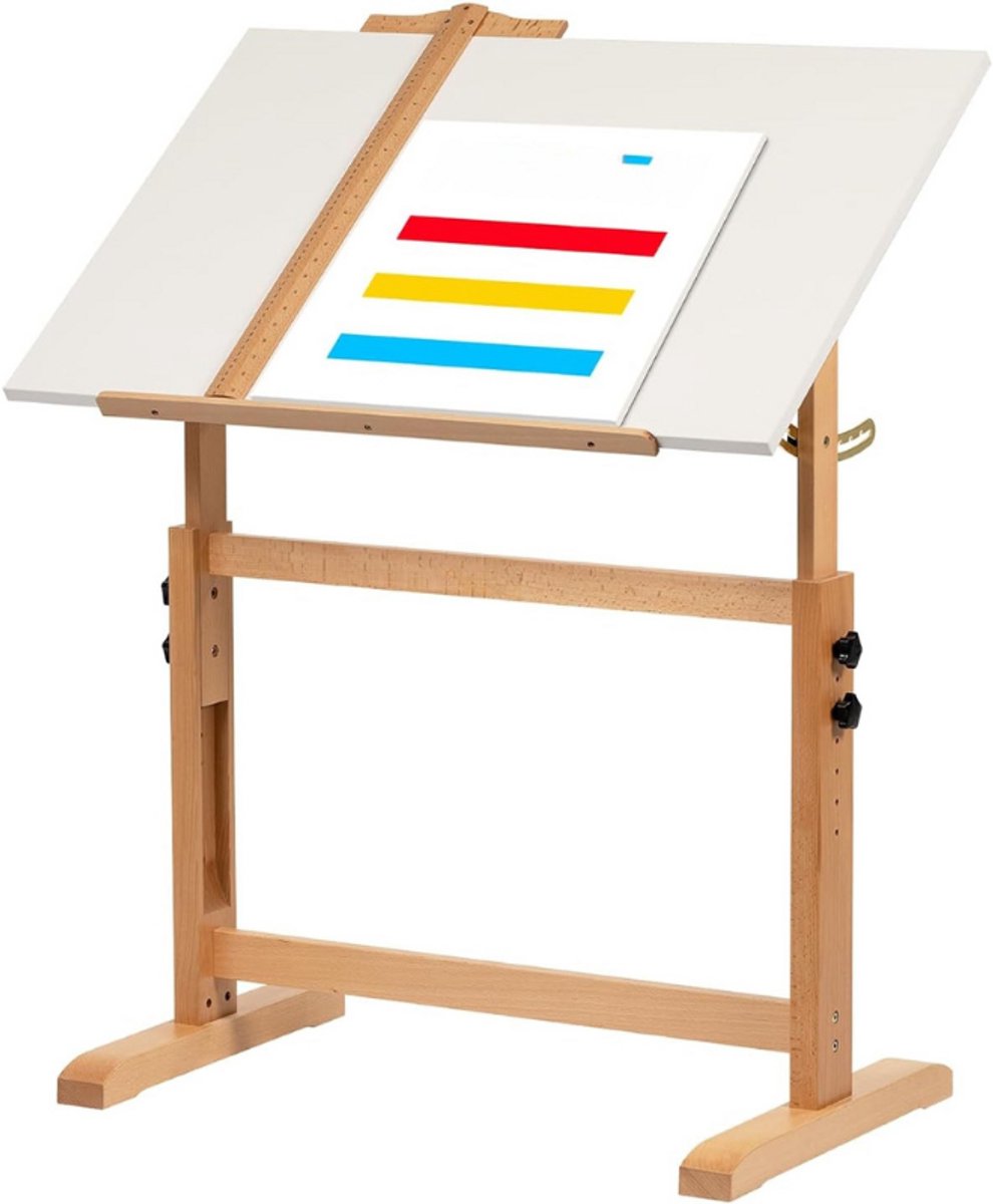 Tekentafel Met Verstelbare Hoogte - Houten Kunsttafel Met Kantelbaar Werkblad - Groot Tekenbureau Voor Volwassenen - Hobbytafel Voor Schrijven En Lezen