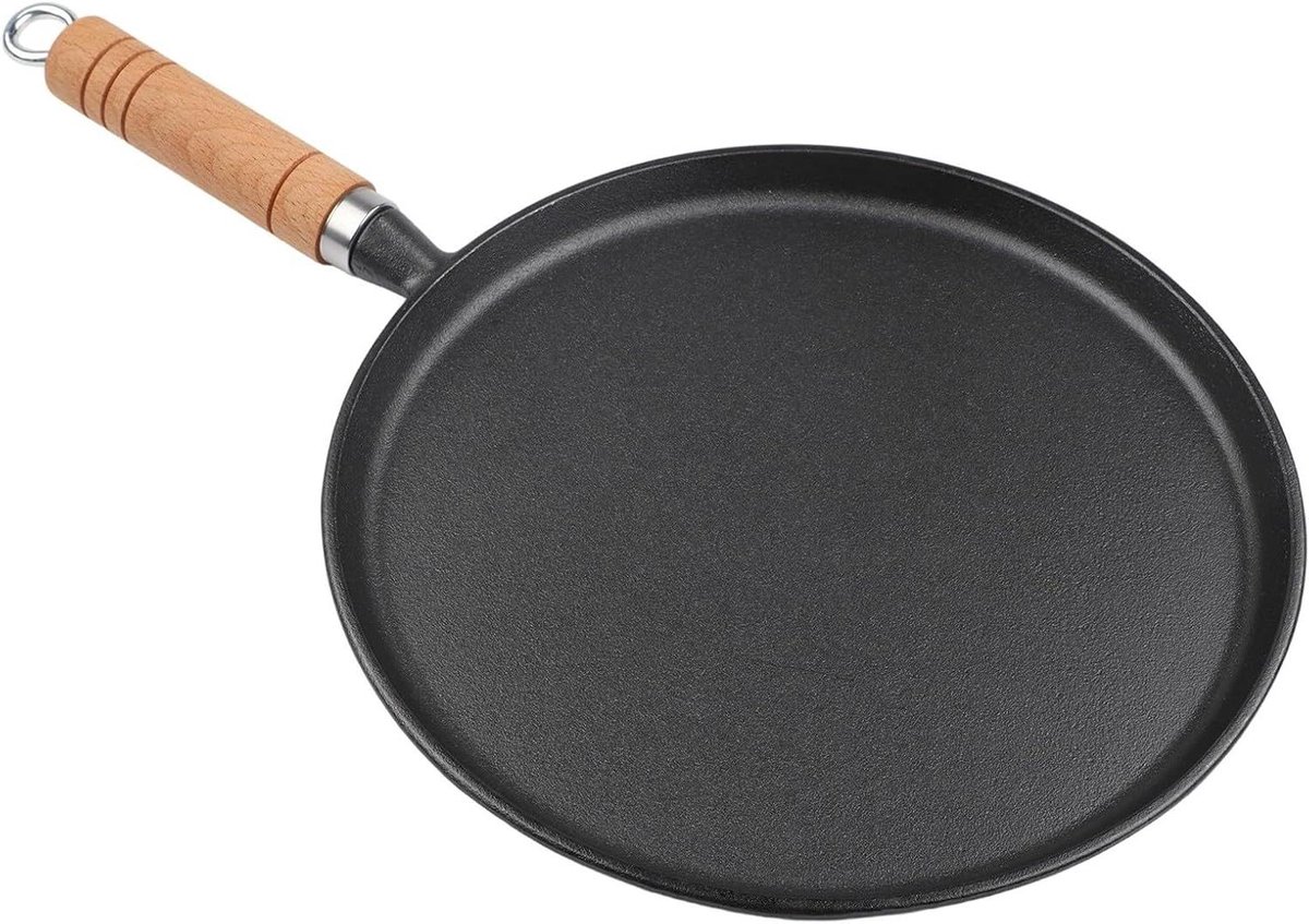Gietijzeren pan - Koekenpan pannenkoeken - Thuis koken - Gelijkmatige hitte - 20 cm - Zwart