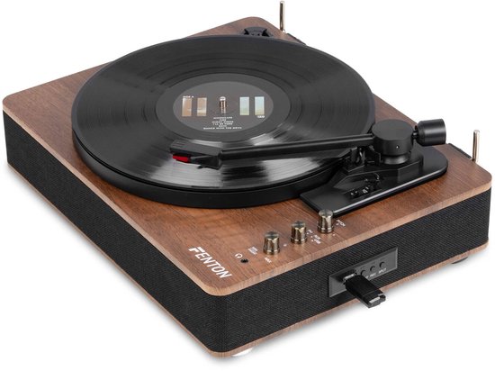 Platenspeler Bluetooth (in/uit) - Fenton RP162 - retro platenspeler met speakers (stereo) en mp3 speler - Bruin