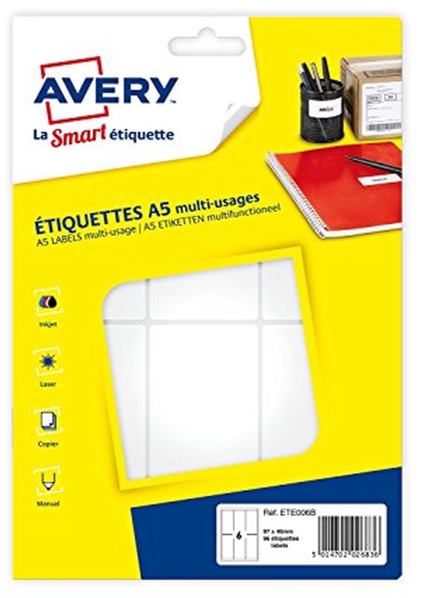 Multifunctionele Etiketten 80 x 140 mm en 97 x 46 mm - Wit - Perfect voor Handgeschreven of Drukbare Toepassingen