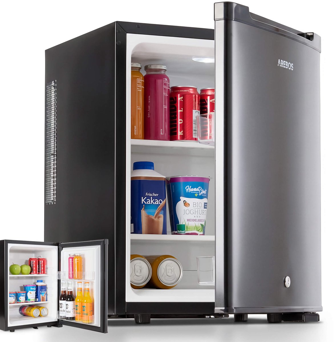 AREBOS 40L Mini koelkast stil compact minibar met slot LED zwart kantoor home
