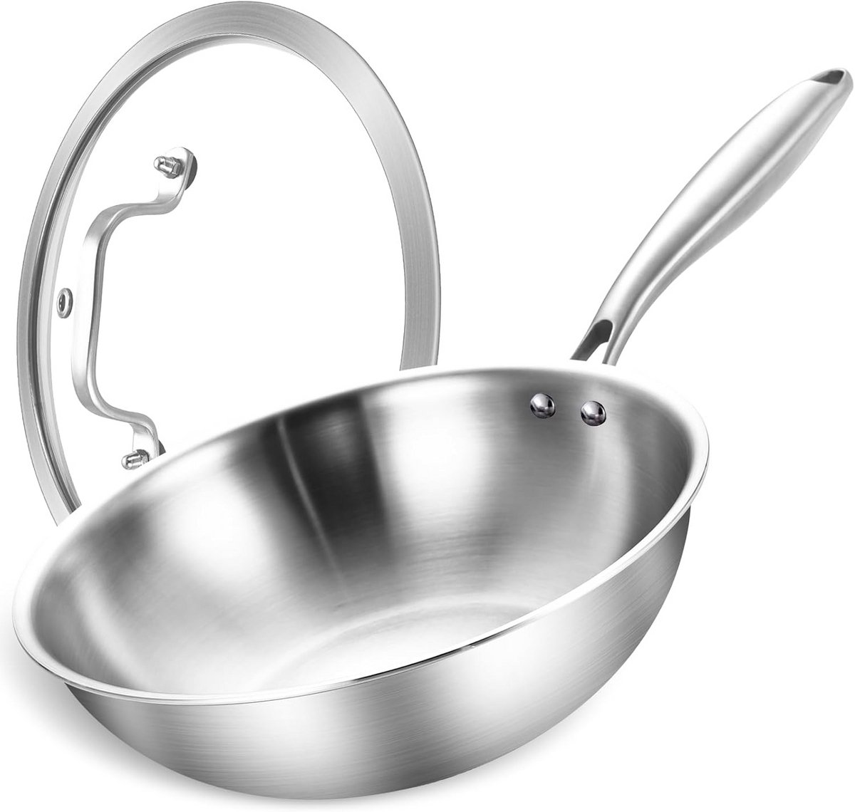 Wokpan 25 cm 3-ply Roestvrijstaal Oven en Vaatwasser Veilig
