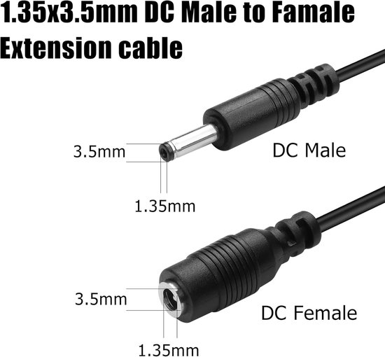 2 stuks DC 3,5x1,35 mm Y-splitter verlengkabel met aan/uit schakelaar voor camera en LED — afbeelding 5