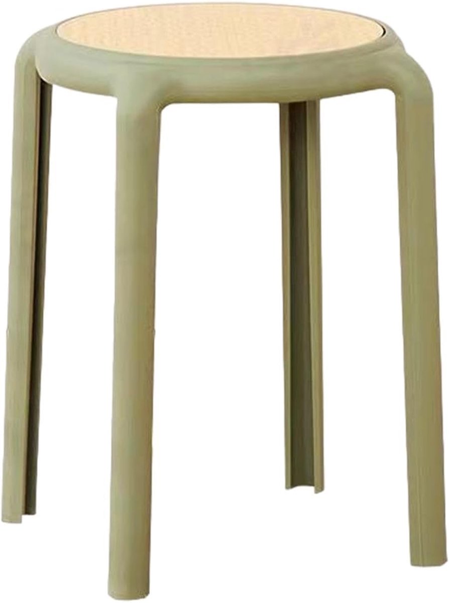 Stapelbare Kruk - Zitje Rond - Extra Zitplaats - Ruimtebesparend Ontwerp - 46 cm Hoog - Groen