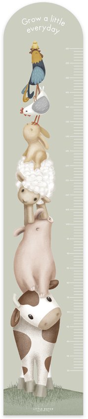 Little Dutch Little Farm Groeimeter Muursticker - 142x27,5cm - Dieren