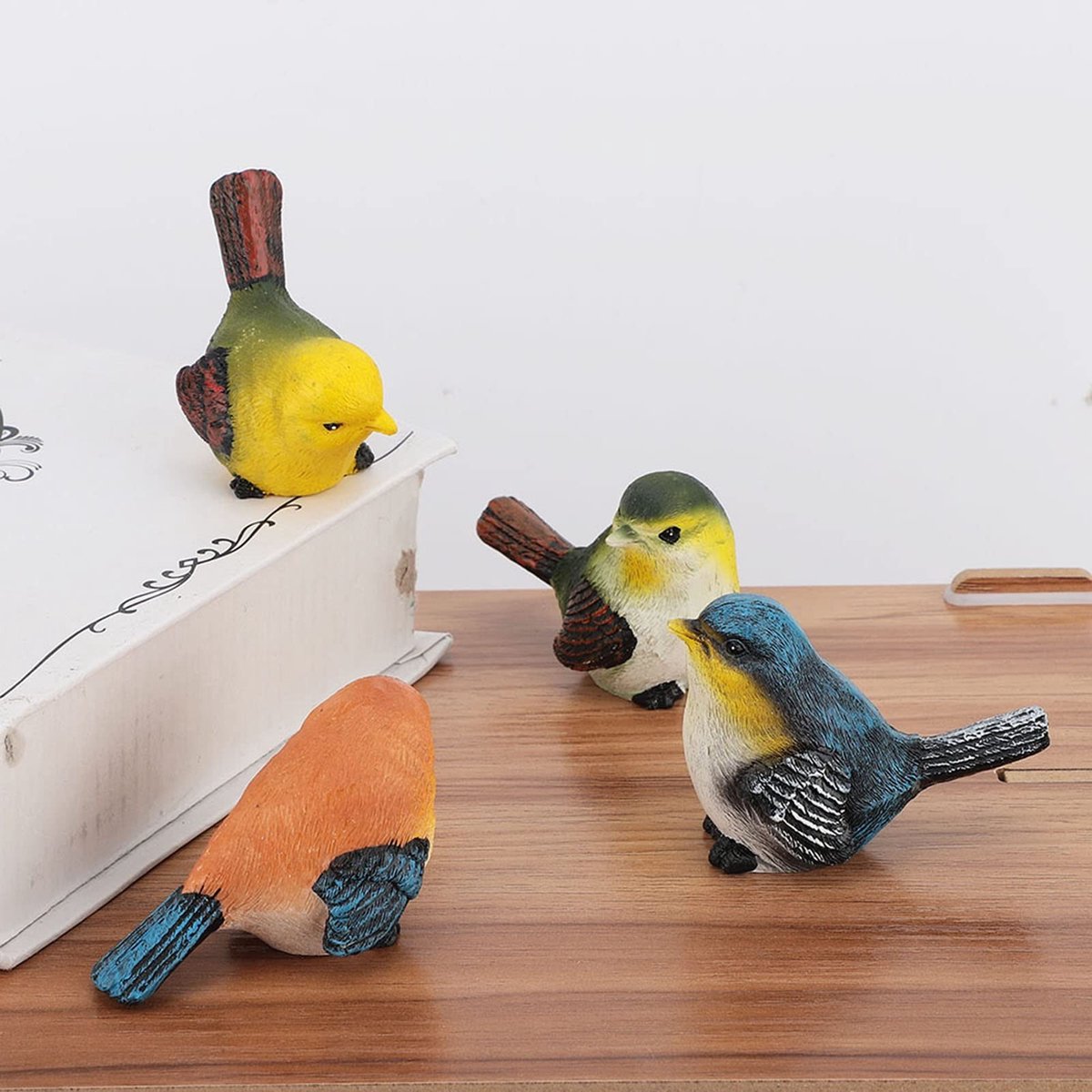 ONF3 - Keramische Vogel Beeldjes - Vogel Standbeelden - Decoratie - 23×10×9 - 4 Stuks - Resin Vogels - Dieren Beeldje - Decoratie Tuin - Buiteno...