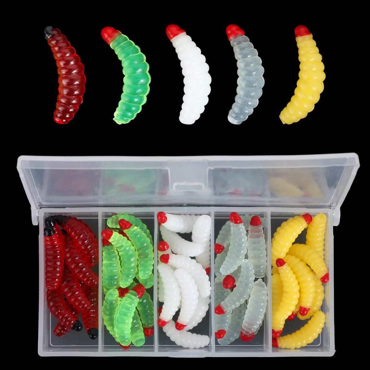 aladdien - Vismagneet - Forelvissen - Zacht kunstaas - Rubber - Maggots - Geschikt voor zoetwatervissen - Rood - Forelmodel