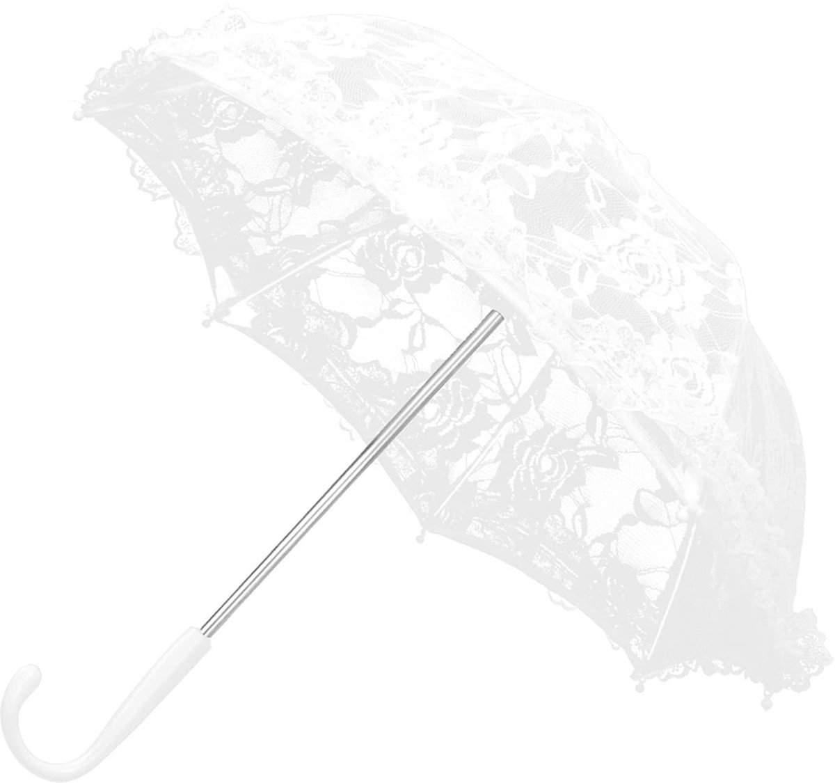 aladdien - Mini Lace Parasol - Kanten Paraplu - Elegante Accessoire - Witte Kleur - Vintage Bloemen Paraplu - Bruidsfotografie - Romantisch Model
