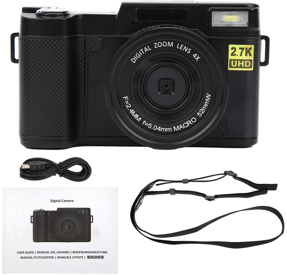SPHProducts - Wifi Digitaal Vlogging Camera - 2.7K HD Fotocamera - Oplaadbaar en Compact - Geschikt voor Beginners - 48Mp Digital Camera