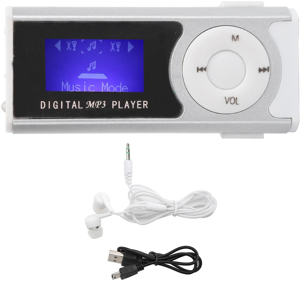 aladdien - Draagbare Mp3 Speler - Mini Muziek Mediaspeler - Met LED-zaklamp - Voor Wandelen Hardlopen - Geschikt voor Kinderen en Studenten