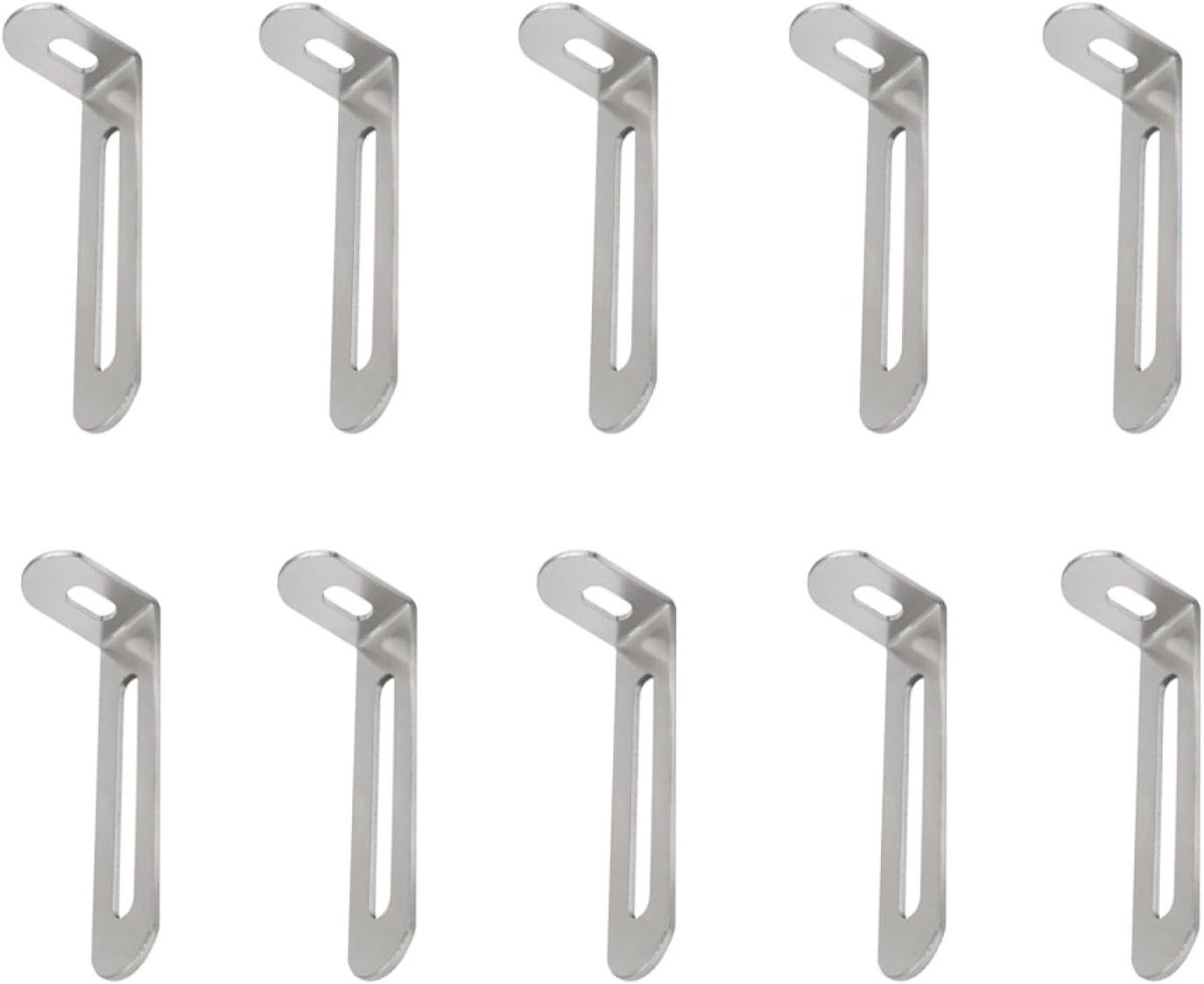 Set van 10 Hoekverbinders, 7.3 x 2.3 x 1.5 cm, Muurbevestiging met Kantelbeveiliging, Verstelbare Hoekmontage voor Meubels, Geschikt voor Zware Lasten en Stabiele Bevestiging