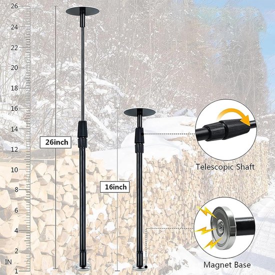 Brandhout meetgereedschap - Kettingzaag meter - Efficiënt zagen - Magnetische voet - 40-66 cm instelbaar - Zwart — afbeelding 2