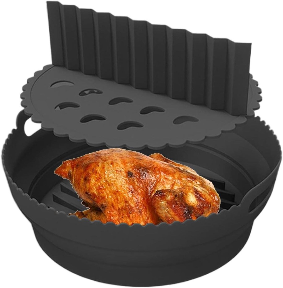 Airfryer Bakvorm - Siliconen Inzet - Maaltijden Bereiden - Aroma Scheidend - 216 cm - Zwart