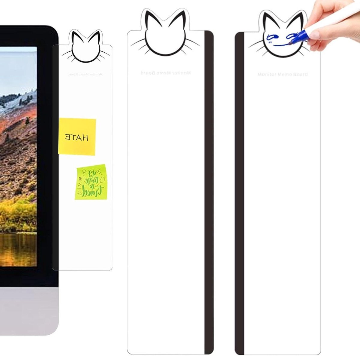 Monitor Memo Bord - Acryl Organizer - Taakbeheer - Zijmontage - Set van 2 - Transparant