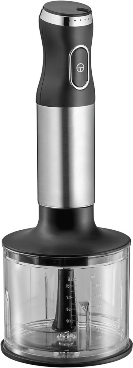 Staafmixer Set - Staafmixerset - 5-Delig: Pureerstok, Garde, Stamper En Hakmolen - 600 Watt Staafmixer Incl. Mengbeker Van 700 Ml - Mat Roestvrij Staal — afbeelding 4