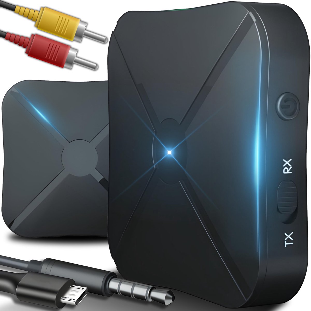 Retoo Bluetooth 2-in-1 Transmitter Adapter Dongle met AUX en RCA - Draadloos Audio voor TV, Auto en Speakers