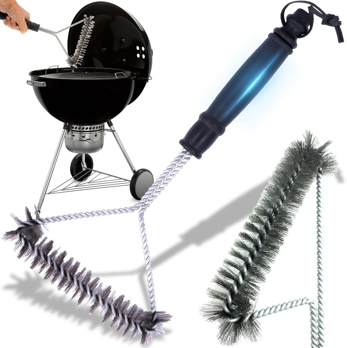Retoo Grillborstel met Lange Handgreep - RVS Borstels voor Grillschoonmaak