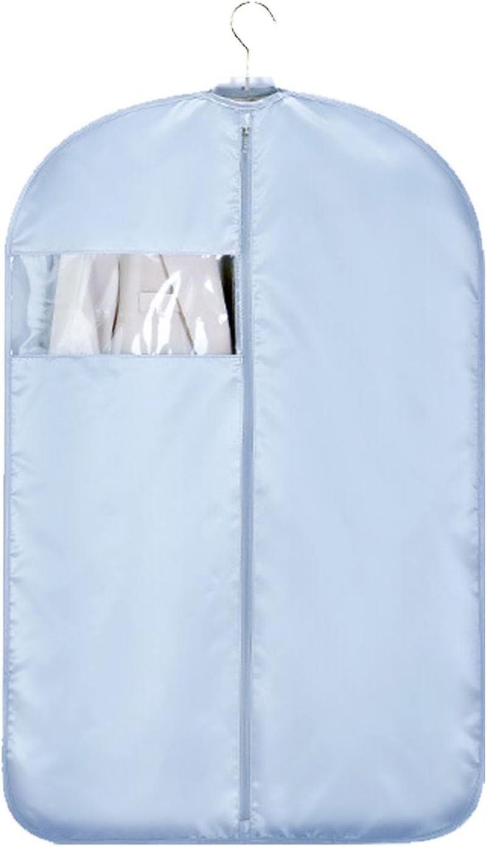 Kledinghoes Satijn - Beschermhoes Kleding - Kleding Opbergen - Transparant Venster - 56 x 130 cm - Blauw
