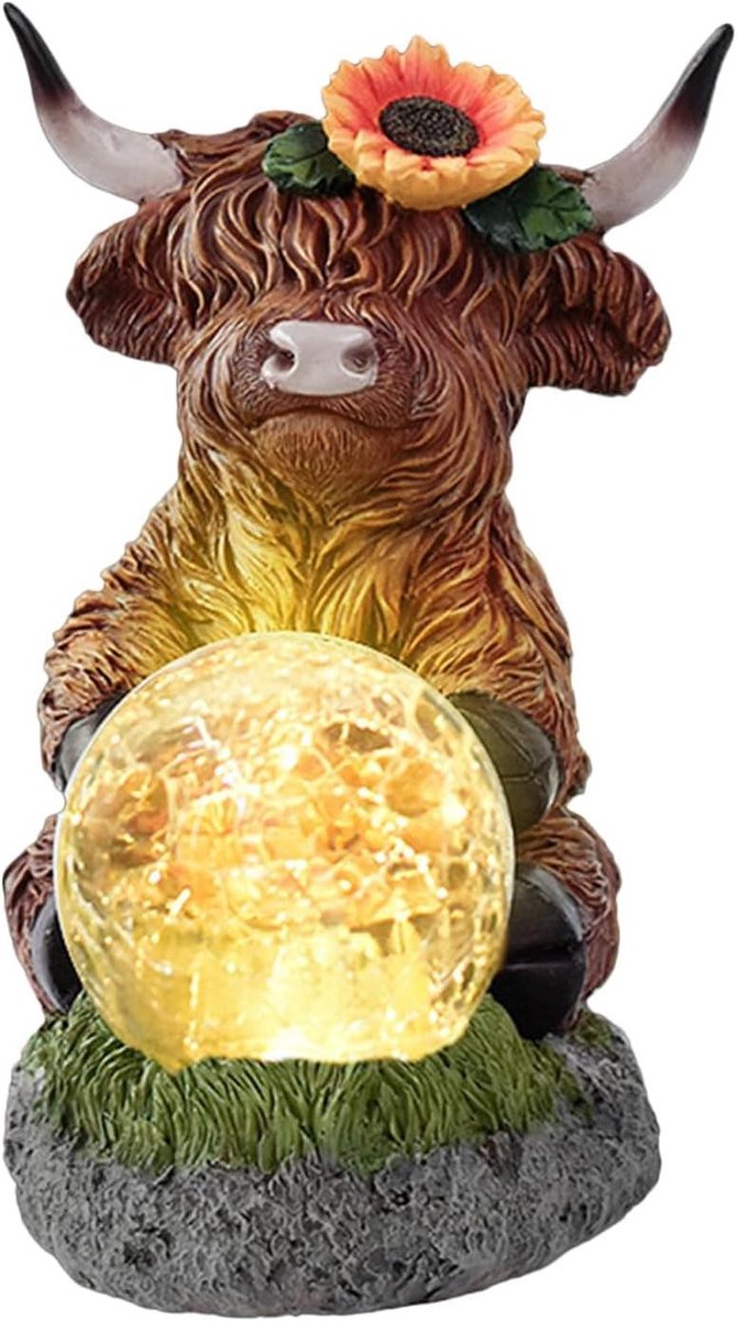 Zonnelantaarn Hooglander - Tuinlamp Sfeerverlichting - Buiten Decoratie - Zonne-energie Werking - 13x16x21 cm - Bruin