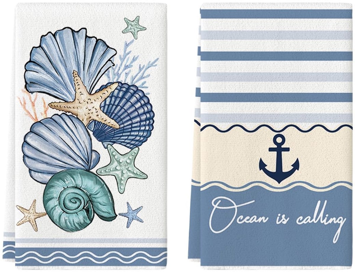 ONF3 - Keukendoeken - Ocean is Calling - Set van 2 - Zomer decoratie - Theedoeken - Perfect als cadeau - 42 x 65 cm
