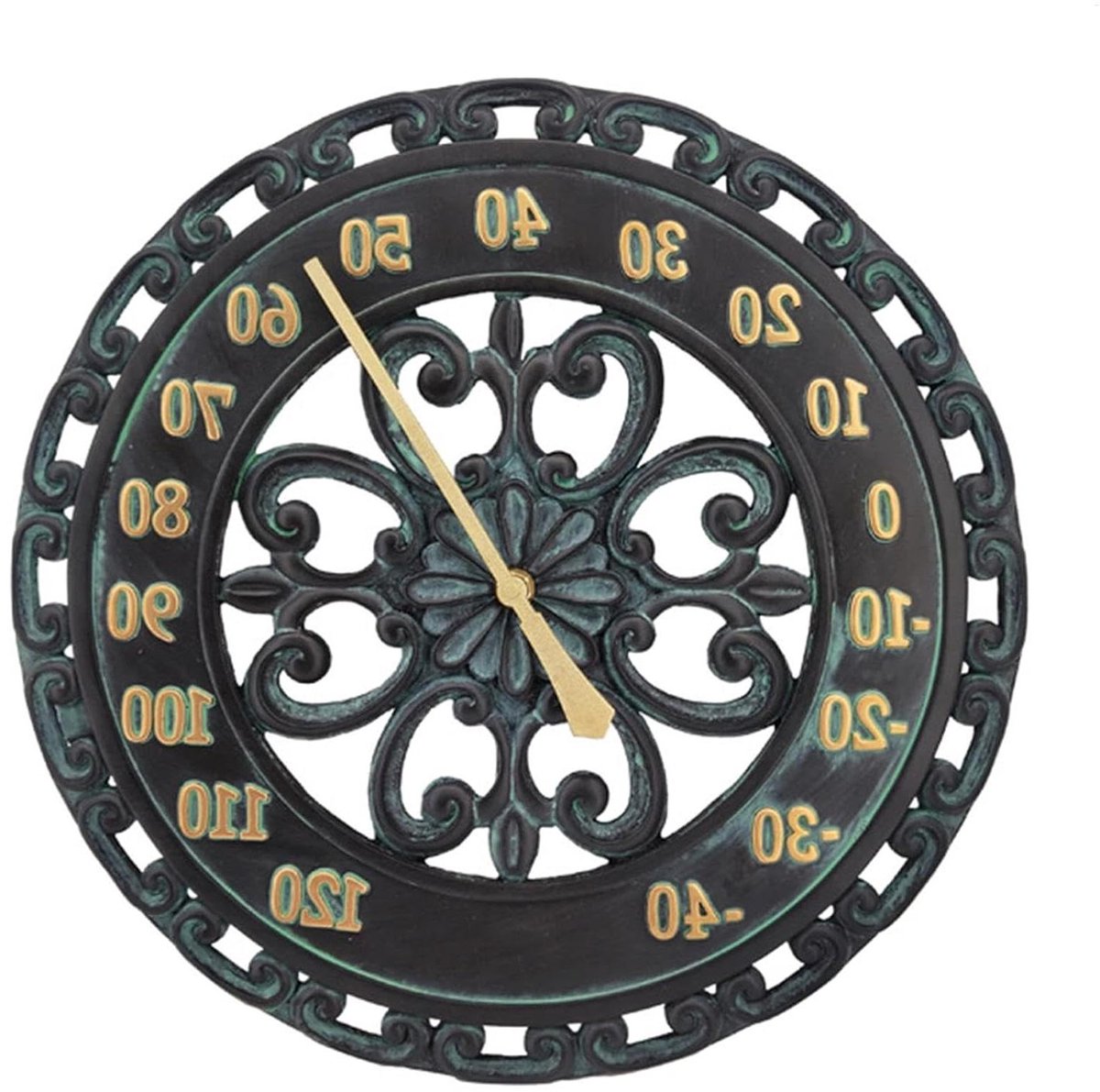 Tuinthermometer Hangend - Buiten thermometer - Temperatuur Meten - Vintage Metaal Look - 45.5 cm - Zwart
