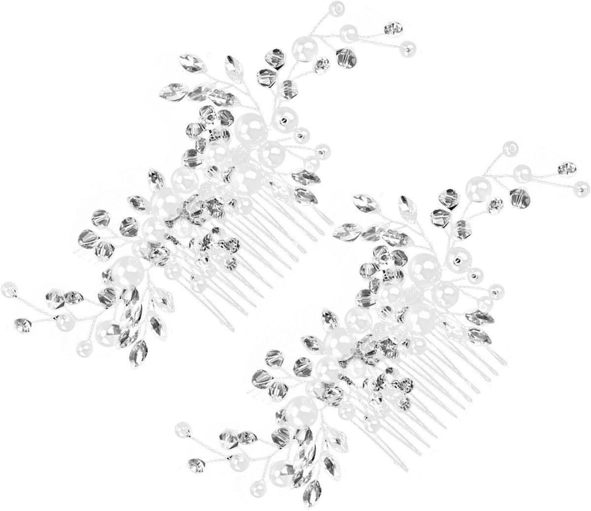 Bruidshaar Kam - Bruiloft Accessoire - Feestelijke Styling - Met Kristallen - 13 x 6 cm - Zilver