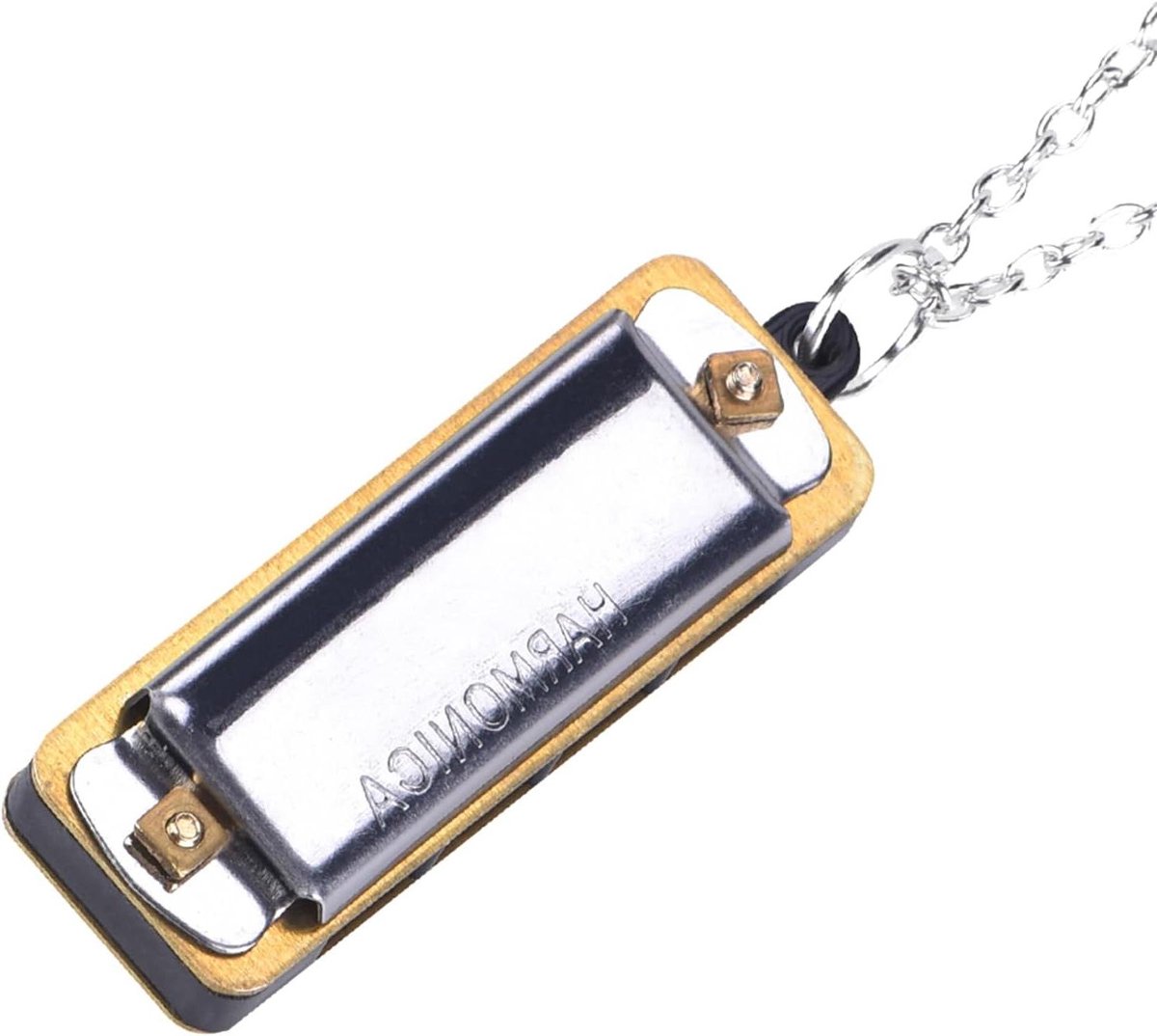 Mondharmonica Ketting - Muziek Hanger - Muziek Ontdekking - 4 Gaten Ontwerp - 5 cm - Zilver