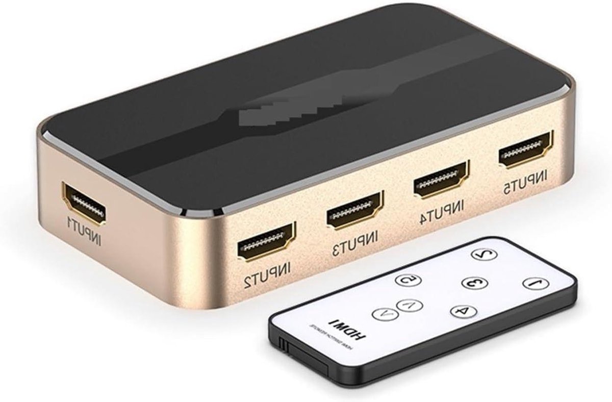 Adapter Switcher - Video Splitter - Meerdere Apparaten - 4K 60Hz Resolutie - 5 in 1 - Zwart