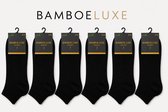 Bamboe sokken sneaker 6 paar - Zwart - Bamboe Sokken Dames en Heren - Antibacterieel Maat 43/46